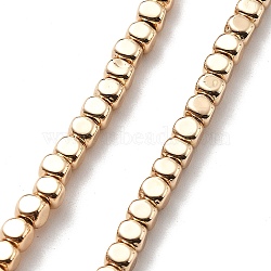 Synthetic Non-magnetic Hematite Beads Strands, Cube, Light Gold Plated, 2.5~3x3x3mm, Hole: 1mm, about 149pcs/strand, 16.14''(41cm)(G-M095-J01-02KCG)