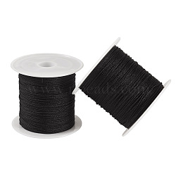 2 Rolls Nylon Chinese Knot Cord, Nylon Jewelry Cord for Jewelry Making, Black, 0.4mm, about 28~30m/roll(NWIR-TA0001-26A)