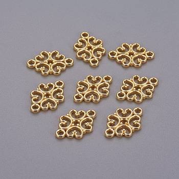 Tibetan Style Links connectors, Zinc Alloy, Flower, Golden, Cadmium Free & Nickel Free & Lead Free,  18x13x1mm, hole: 2mm