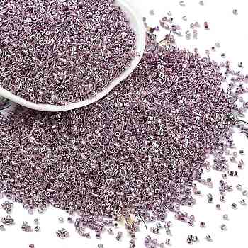 Electroplate Glass Seed Beads, Metallic Colours, Cylinder, Plum, 1.6x1.3mm, Hole: 0.8mm, about 60000pcs/pound