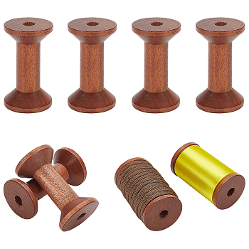 Wood Thread Bobbins, for Embroidery and Sewing Machines, Coconut Brown, 60x35mm