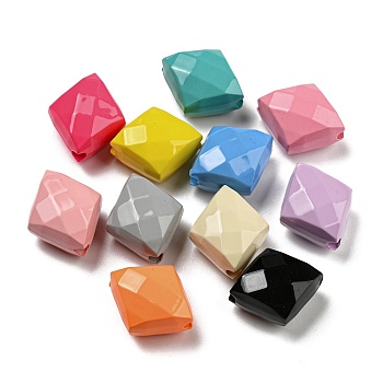 Opaque Baking Paint Acrylic Beads, Faceted Rhombus, Mixed Color, 18.5x22x12mm, Hole: 3.2mm