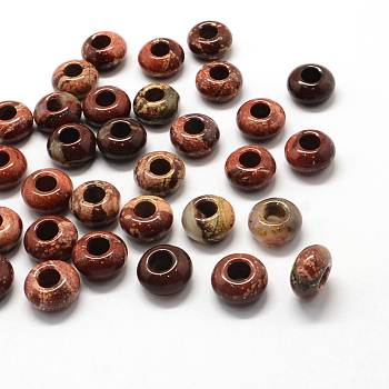 Natural Red Rainbow Jasper European Large Hole Beads, Rondelle, 13~14x7~8mm, Hole: 5mm