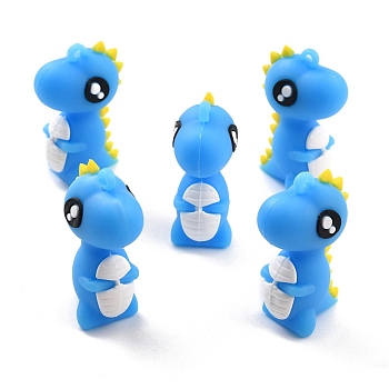 PVC Cartoon Dinosaur Pendants, for DIY Keychain Making, Dodger Blue, 44x18x28mm, Hole: 2.5mm