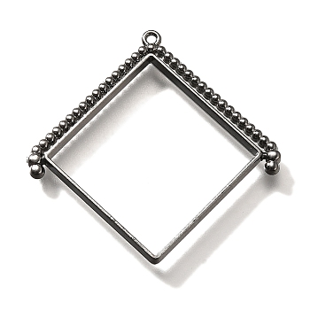 Alloy Open Back Bezel Pendants, For DIY UV Resin, Epoxy Resin, Cadmium Free & Nickel Free & Lead Free, Rhombus, Gunmetal, 42.5x43x3.5mm, Hole: 1.4mm