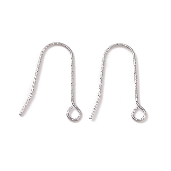 316 Stainless Steel Earring Hooks, with Horizontal Loop, Stainless Steel Color, 22x15x0.9mm, 19 Gauge, Hole: 2.5mm