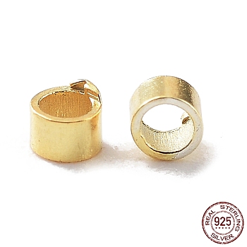 925 Sterling Silver Spacer Tube Beads, Column, Golden, 1.5x1mm, Hole: 1mm, about 1111pcs(10g)/bag