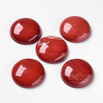 Natural Red Jasper Cabochons, Flat Back, Half Round/Dome, 28x7~8mm