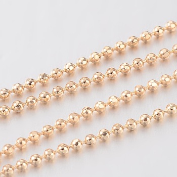 Soldered Brass Faceted Ball Chain, Light Gold, 1.2mm