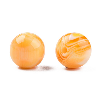 Resin Beads, Imitation Gemstone, Round, Orange, 12x11.5mm, Hole: 1.5~3mm