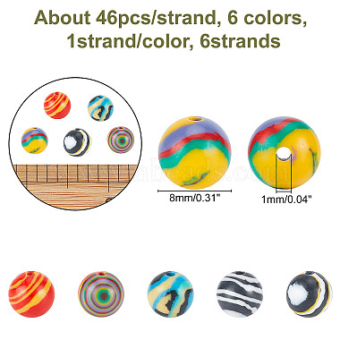 chgcraft 6brins 6 couleurs brins de perles de malachite synthétique(G-CA0001-49)-2