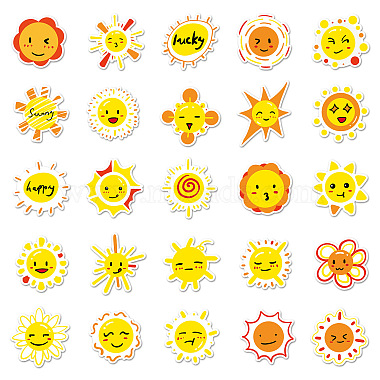 50Pcs Cartoon Sun-themed PVC Self-Adhesive Stickers(PW-WG89750-01)-4