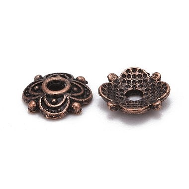 4 -petal tibetischen Stil Legierung Blume Perlenkappen(X-TIBE-S222-R-NR)-2