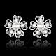 Pretty Flower Tin Alloy Rhinestone Imitation Pearl Stud Earrings(BB08813-P)-2