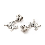 Rack Plating Tibetan Style Alloy European Dangle Charms, Large Hole Pendants, Horse, Antique Silver, 27mm, Horse: 17.5x17x2mm, Hole: 5mm(PALLOY-P289-23AS)