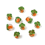 10Pcs Autumn Theme Handmade Lampwork Beads, Persimmon, Coral, 12.5~13.5x12~13x11.5~13mm, Hole: 1.2~1.5mm(LAMP-YW0001-44)