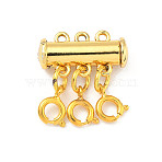 Brass Magnetic Slide Lock Clasps, with Lobster Claw Clasps, Tube, Golden, 25x20mm, Hole: 1.5mm(AJEW-PH01208-03)