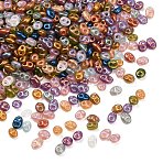 Metallic Colours Glass Seed Beads, 2-Hole, Oval, Mixed Color, 5~6x4~5x2.5~3mm, Hole: 1mm, about 150pcs/bag(EGLA-K064-05)