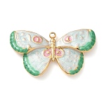 304 Stainless Steel Enamel Pendants, Ion Plating(IP), Real 18K Gold Plated, Butterfly, 16.5x30x2mm, Hole: 1.4mm(STAS-H483-41B-G)