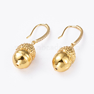 Brass Dangle Earring, with Rhinestone and Pearl Beads, Hazelnut, Golden, 43~44mm, Pin: 1mm(EJEW-E249-53A)