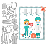 2Pcs 2 Styles Medical Hero Theme Carbon Steel Cutting Dies Stencils, for DIY Scrapbooking, Photo Album, Decorative Embossing Paper Card, Doctor & Nurse, Stainless Steel Color, 8.4~10.4x7.1~9.3x0.08cm, 1pc/style(DIY-WH0309-628)