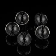 Handmade Two Holes Blown Glass Globe Beads, Round, Clear, 20mm, Hole: 2mm(DH017J-1)