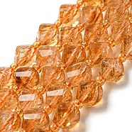 Natural Citrine Beads Strands, with Seed Beads, Faceted Twist, 8x8x8mm, Hole: 1mm, about 40pcs/strand, 15.51''(39.4cm)(G-M443-B01-02)