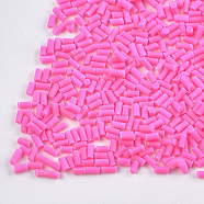 Handmade Polymer Clay Sprinkle Beads, Fake Food Craft, No Hole, Column, Deep Pink, 2~6x1.5mm(CLAY-T015-22B)