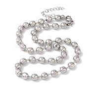 Non-Tarnish Bread Beads NecklaceBread Beads Necklace, Stainless Steel Color, 14.76 inch(37.5cm)(NJEW-B107-05P)