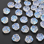 Transparent Glass Beads, AB Color Plated, Rose, Clear AB, 12.5x14x9mm, Hole: 1.2mm(X-GLAA-S190-022-C01)
