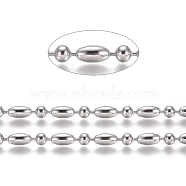 304 Stainless Steel Ball Chains, Stainless Steel Color, Rice: 8x4mm, Ball: 4mm(CHS-L024-023E)