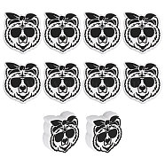 10Pcs Food Grade Eco-Friendly Silicone Beads, Chewing Beads For Teethers, DIY Nursing Necklaces Making, Tiger, White, 28.5x25x8.5mm, Hole: 2mm(SIL-CA0001-98)