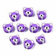 Handmade Polymer Clay Beads, Bear, Dark Violet, 8~11x9~11x4mm, Hole: 1.5mm(CLAY-S096-004H)
