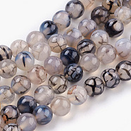 Round Natural Dragon Veins Agate Beads Strands, Dyed, 8mm, Hole: 1.5mm, about 48pcs/strand, 15.1 inch(X-G-S124-8mm)