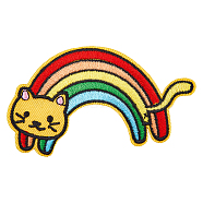 6Pcs Rainbow Theme Cat Computerized Embroidery Cloth Iron on/Sew on Patches, Costume Accessories, Appliques, Colorful, 55x90mm(DIY-HY0001-46)