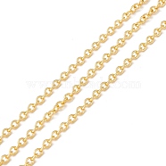 Brass Cable Chains, Long-Lasting Plated, Soldered, with Spool, Cadmium Free & Lead Free, Real 18K Gold Plated, 2.6x2.2x0.5mm(CHC-O001-11G)