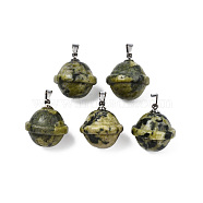 Natural TaiWan Jade Pendants, with Stainless Steel Color Tone Stainless Steel Findings, Planet, 22.5x20mm, Hole: 3x5mm(PORC-T132-053L)
