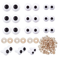 200 Sets 3 Styles Plastic Safety Eyes, with Gasket, for Crafts, Crochet Toy and Stuffed Animals, Round, White, 13~14.5x7~10mm(DIY-GO0001-08)