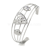 Non-Tarnish 304 Stainless Steel Hollow Open Cuff Bangles, Heart, 2-3/4~2-7/8 inch(6.9~7.3cm)x1-7/8 inch(4.7cm)(BJEW-Q348-03P-08)