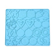 Christmas Theme Pendant Silicone Molds, Resin Casting Molds, for UV Resin, Epoxy Resin Jewelry Making, Mixed Shapes, Deep Sky Blue, 236x283x4mm, Hole: 2mm and 3mm(DIY-K051-03)