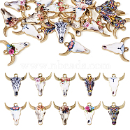 20Pcs 10 Styles Zinc Alloy Enamel Pendants, Light Gold, Cattle Head, Mixed Color, 22~22.5x20.5~21x2.5mm, Hole: 2mm(ENAM-BG0001-01)