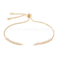 Adjustable Brass Micro Pave Cubic Zirconia Chain Bracelet Making, Slider Bracelets Making, Golden, 11 inch(280mm), 1mm, Hole: 1.5mm(ZIRC-CJ0001-01G)