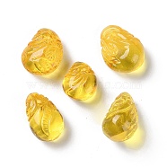 Natural Baltic Amber Pendants, Carved Teardrop Charms, 16.5x13x8mm, Hole: 0.8mm(G-NH0001-06)