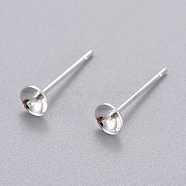 304 Stainless Steel Post Stud Earring Settings For Half Drilled Bead, Silver Color Plated, 13.5x4mm, Tray: 3.5mm, Pin: 0.8mm(STAS-H558-08S)