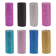 Plastic 24 Row Rhinestone Mesh Roll, Rectangle, Mixed Color, 90.5~91.5x11.8cm, about 4mm in diameter, 1yards/roll, 8rolls/set(AJEW-BC0005-38)