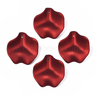 Rubberized Style Opaque Acrylic Pendants, Petal, Dark Red, 37.7x34.8x12mm, Hole: 1.7mm(ACRP-T010-07)