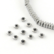 Square Electroplated Non-magnetic Synthetic Hematite Bead Spacers, Platinum Plated, 4x4x2mm, Hole: 1mm, about 179pcs/strand, 15.7 inch(G-R259-77G)