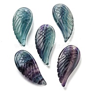 Natural Fluorite Pendants, Carved Wing Charms, 36.5~37x17x8.5~9mm, Hole: 1.6mm(G-M417-01)