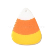 Halloween Acrylic Pendants, Corn, Triangle, Dark Orange, 35.5x27x2mm, Hole: 1.8mm(SACR-E011-01)