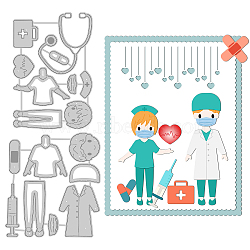 2Pcs 2 Styles Medical Hero Theme Carbon Steel Cutting Dies Stencils, for DIY Scrapbooking, Photo Album, Decorative Embossing Paper Card, Doctor & Nurse, Stainless Steel Color, 8.4~10.4x7.1~9.3x0.08cm, 1pc/style(DIY-WH0309-628)